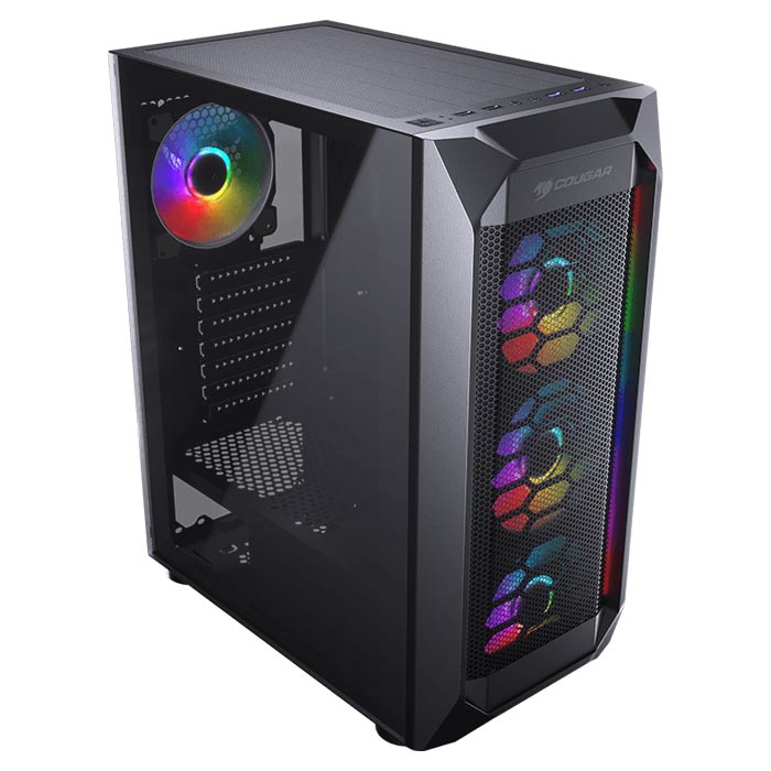 COUGAR MX410 MID TOWER CASE MESH WITH TEMPERED GLASS WITH RGB INFRONT COUGAR MX410 MID TOWER CASE MESH WITH TEMPERED GLASS WITH RGB INFRONT